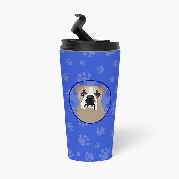 English Bulldog Lilac Tricolor  Stainless Steel 16 oz  Tumbler, Blue - Picture 3 of 4